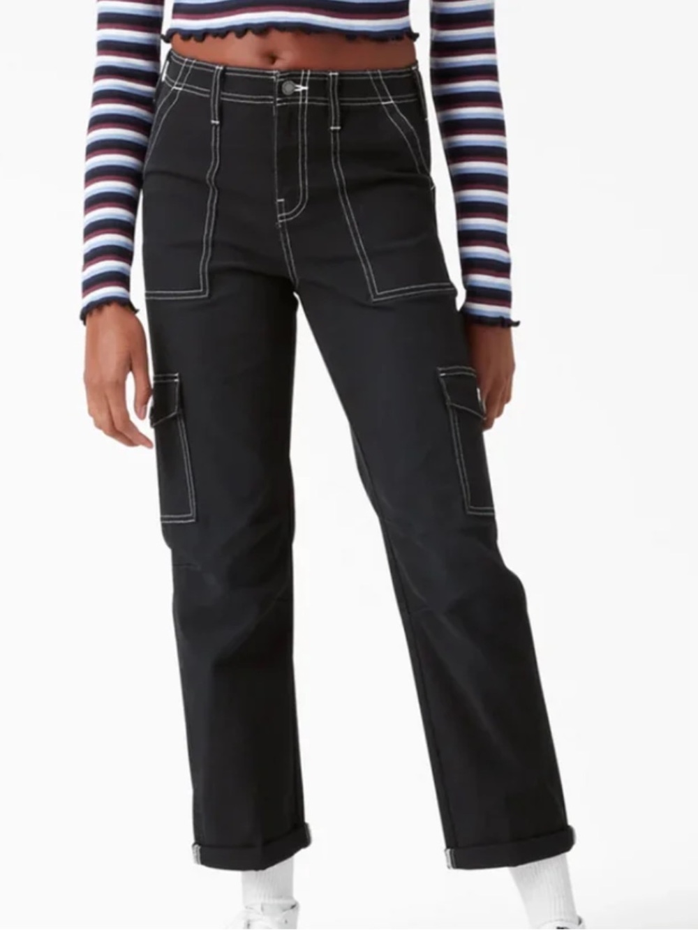 Dickies Women's Skinny Fit Cuffed Cargo Pants - Black Duck, Size 25, NEW NWT